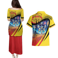 Belgium National Day Couples Matching Puletasi and Hawaiian Shirt Atomium Leo Belgicus