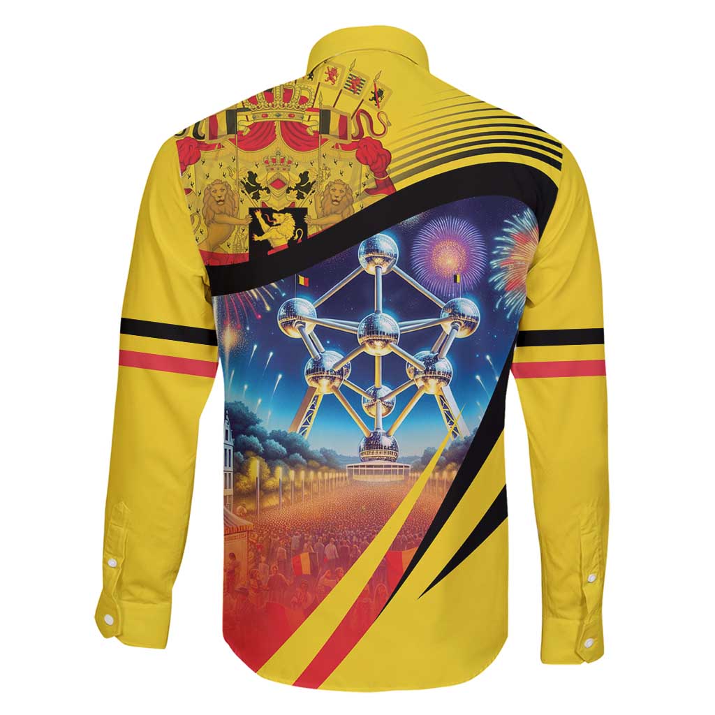 Belgium National Day Family Matching Long Sleeve Bodycon Dress and Hawaiian Shirt Atomium Leo Belgicus