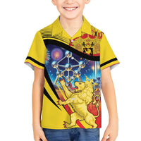 Belgium National Day Family Matching Long Sleeve Bodycon Dress and Hawaiian Shirt Atomium Leo Belgicus