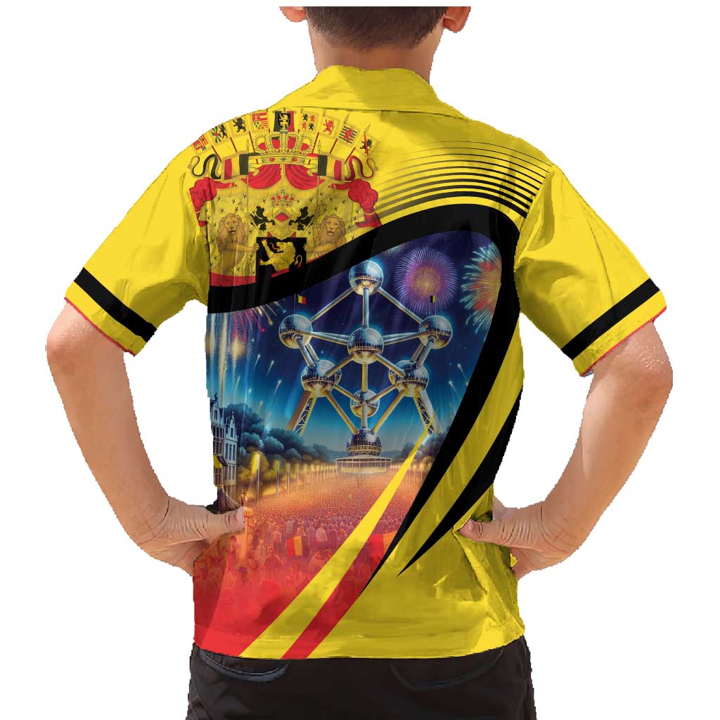 Belgium National Day Family Matching Mermaid Dress and Hawaiian Shirt Atomium Leo Belgicus