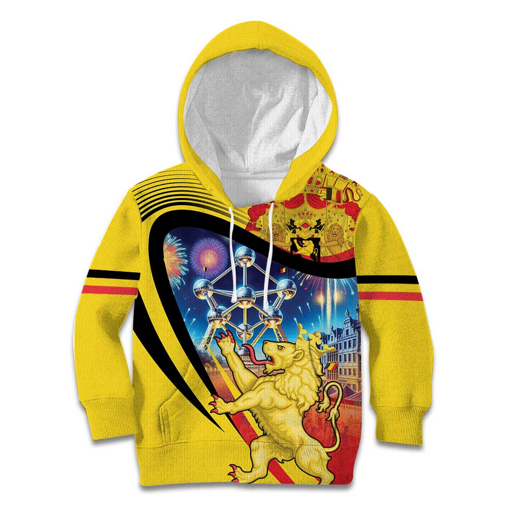 Belgium National Day Kid Hoodie Atomium Leo Belgicus