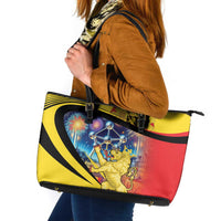 Belgium National Day Leather Tote Bag Atomium Leo Belgicus