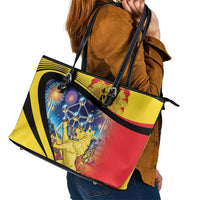 Belgium National Day Leather Tote Bag Atomium Leo Belgicus