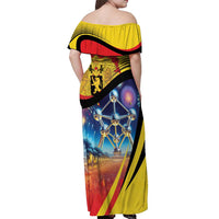 Belgium National Day Off Shoulder Maxi Dress Atomium Leo Belgicus