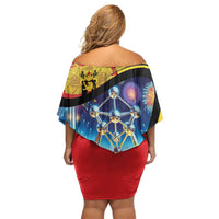 Belgium National Day Off Shoulder Short Dress Atomium Leo Belgicus