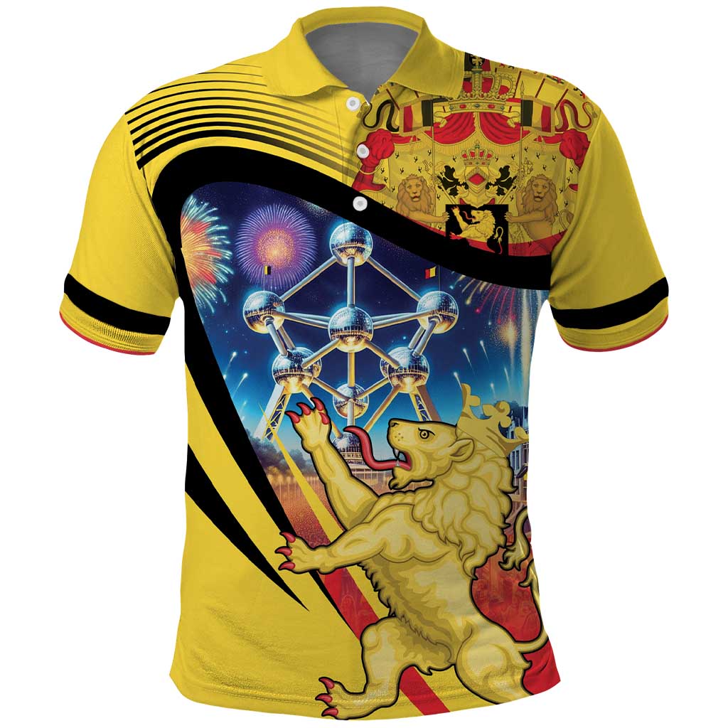 Belgium National Day Polo Shirt Atomium Leo Belgicus