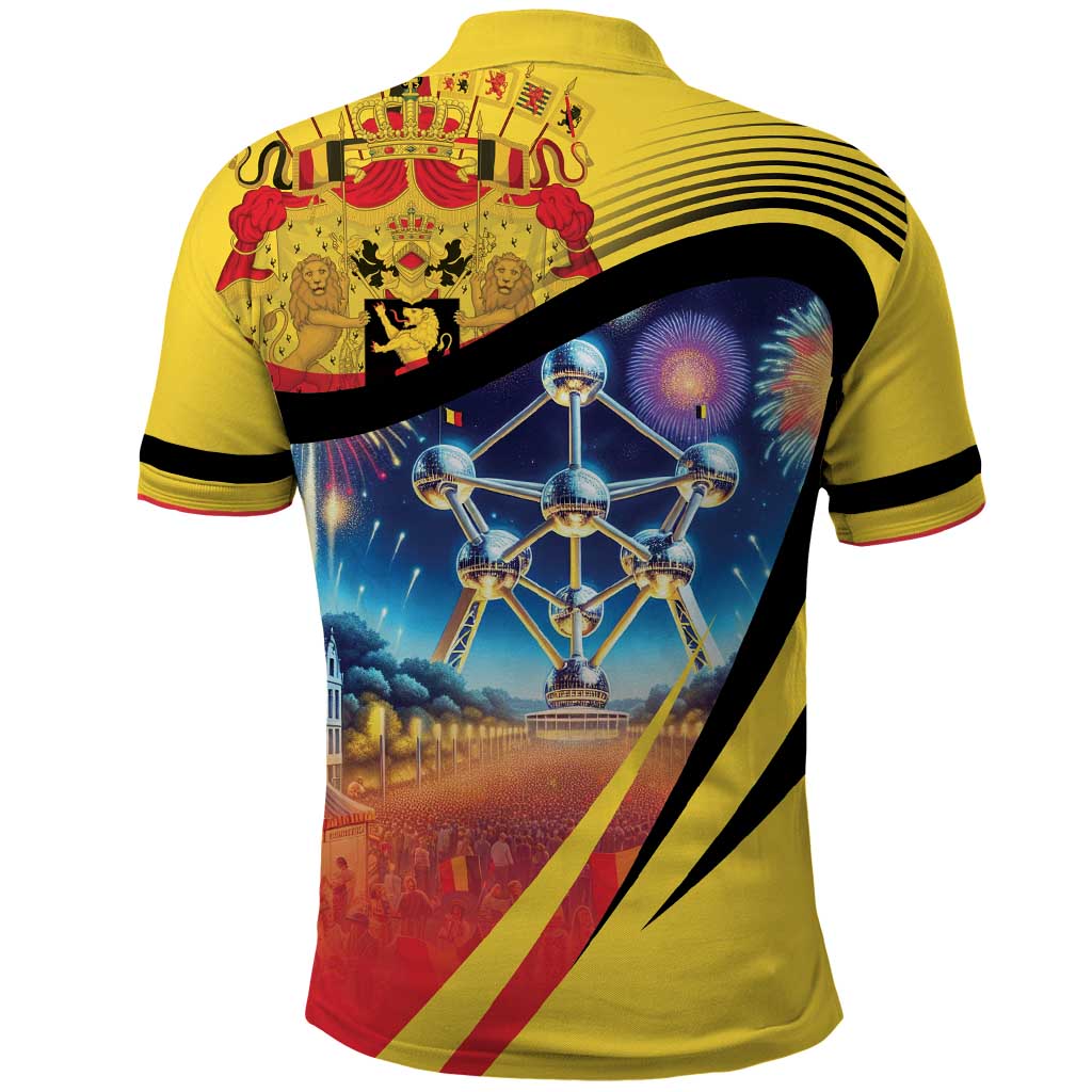 Belgium National Day Polo Shirt Atomium Leo Belgicus