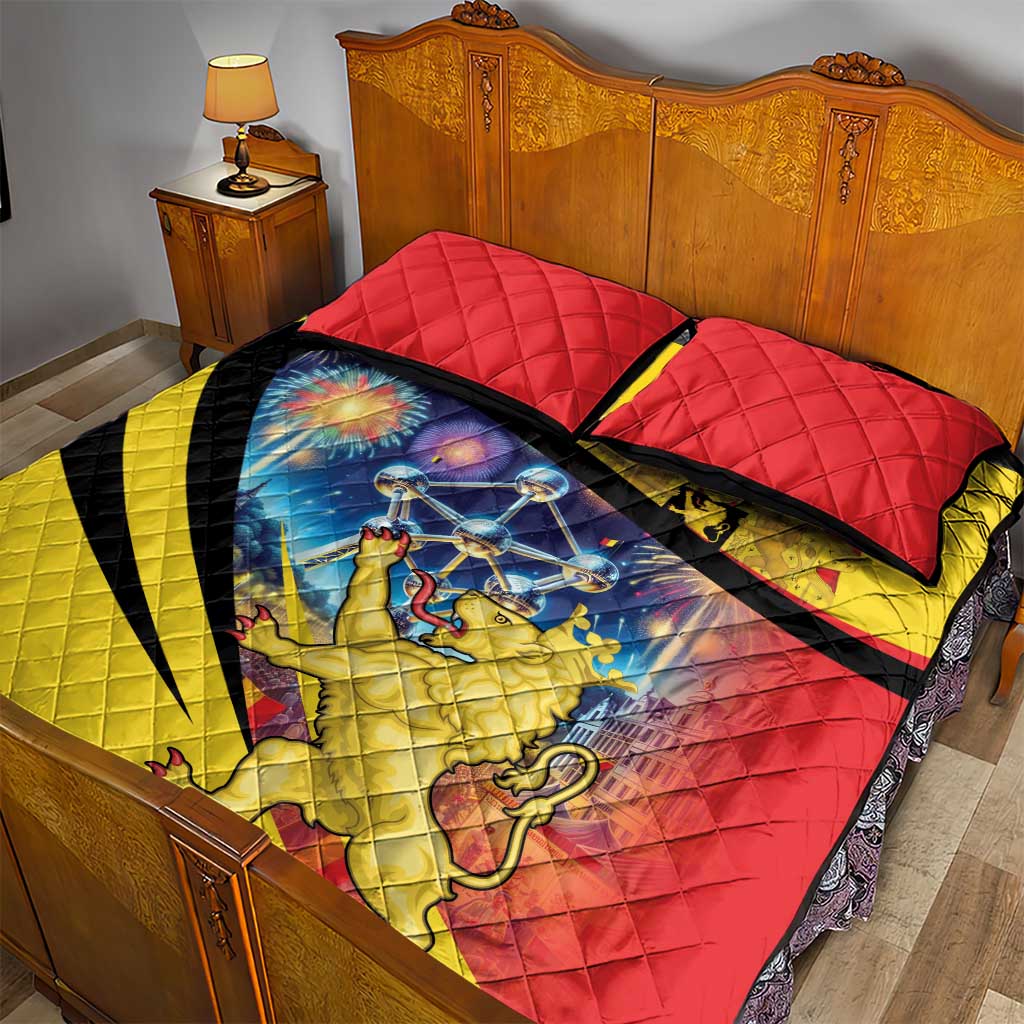Belgium National Day Quilt Bed Set Atomium Leo Belgicus
