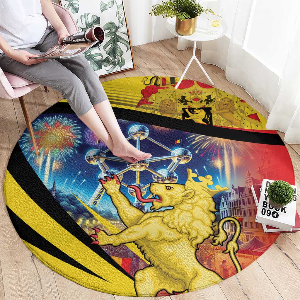 Belgium National Day Round Carpet Atomium Leo Belgicus