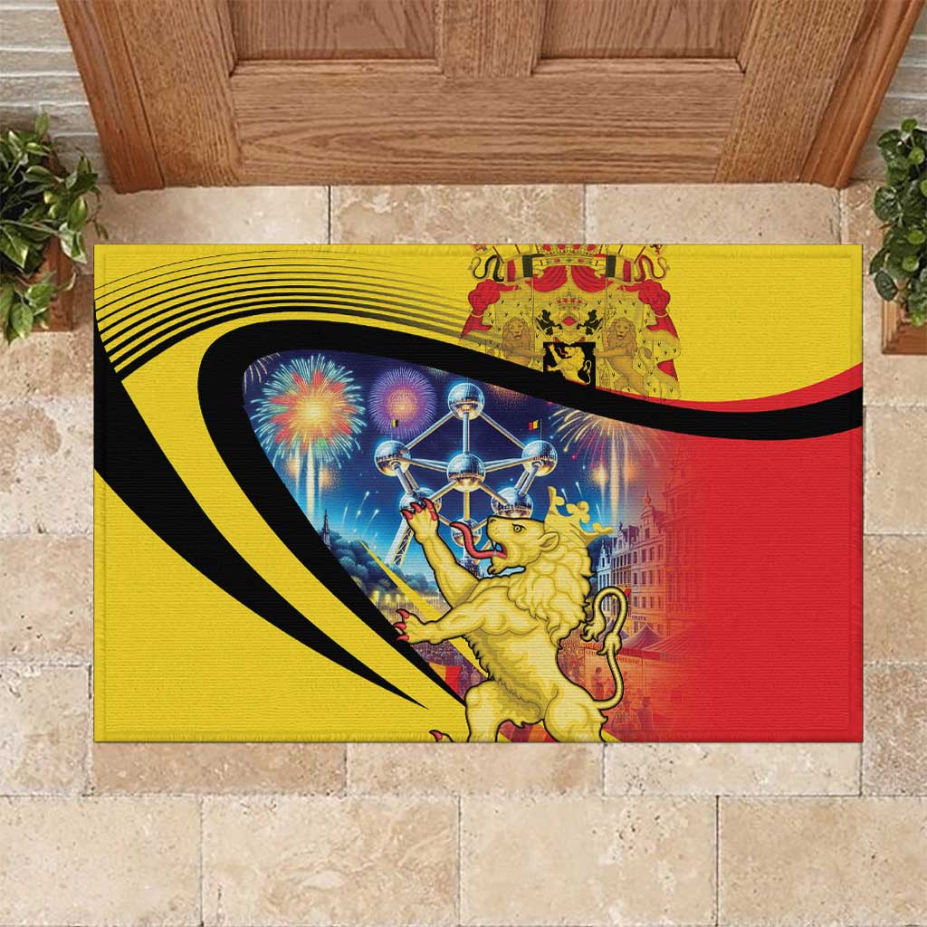Belgium National Day Rubber Doormat Atomium Leo Belgicus