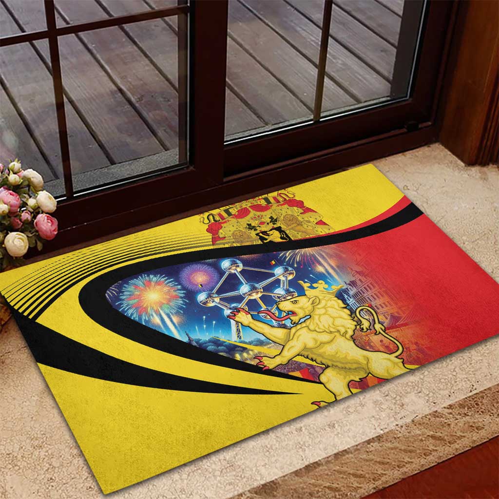 Belgium National Day Rubber Doormat Atomium Leo Belgicus