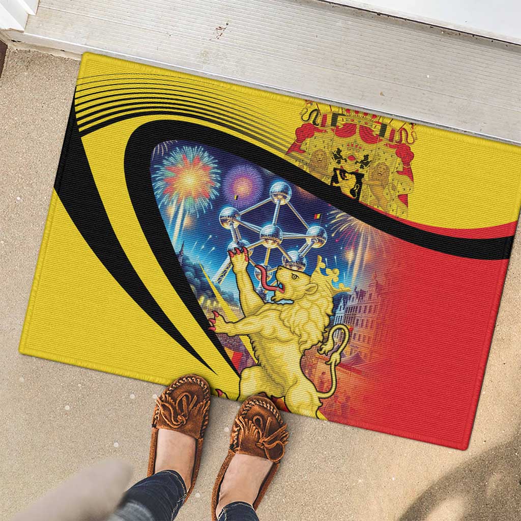 Belgium National Day Rubber Doormat Atomium Leo Belgicus