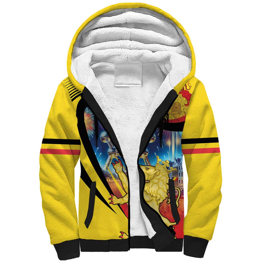 Belgium National Day Sherpa Hoodie Atomium Leo Belgicus