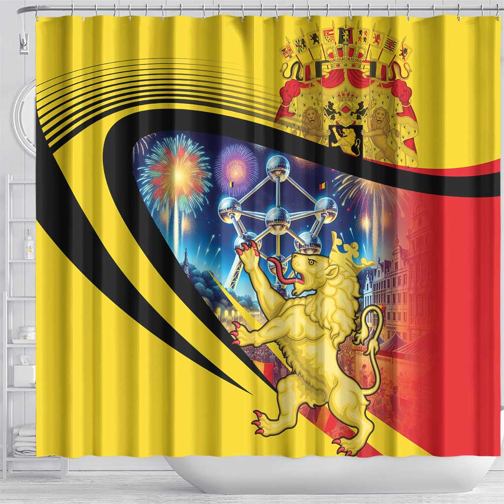 Belgium National Day Shower Curtain Atomium Leo Belgicus