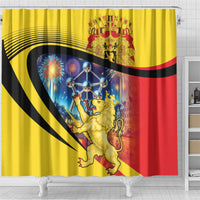 Belgium National Day Shower Curtain Atomium Leo Belgicus