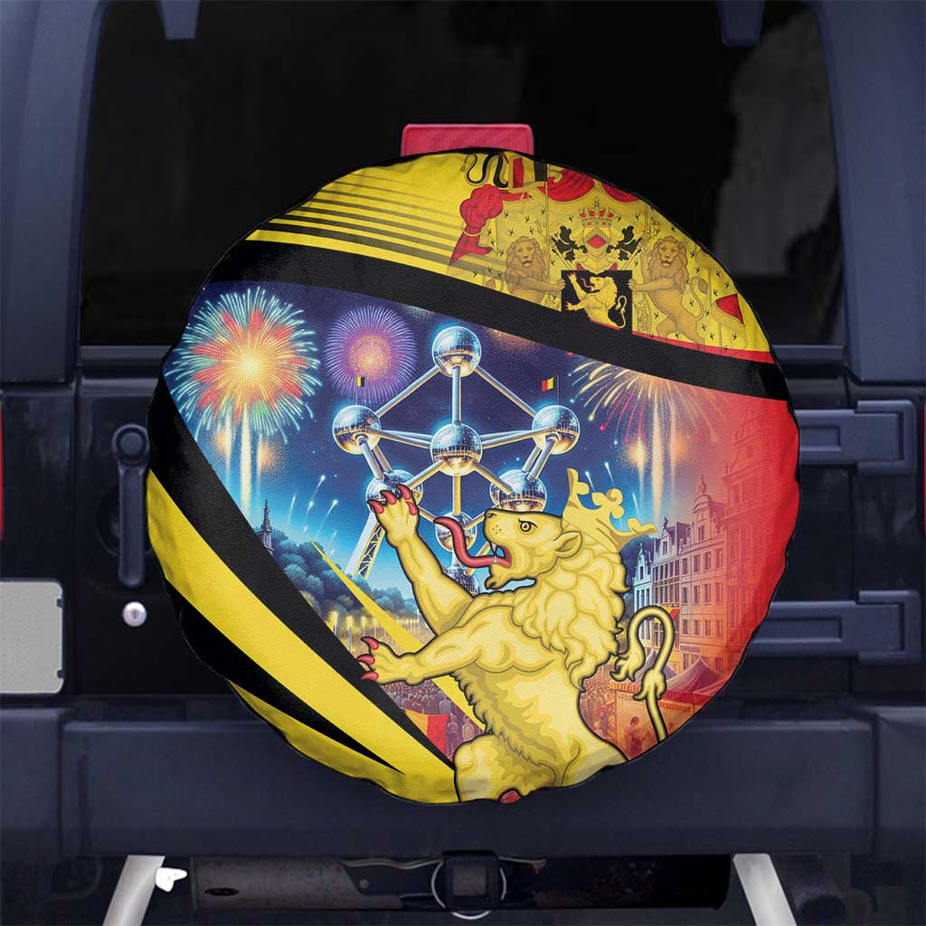 Belgium National Day Spare Tire Cover Atomium Leo Belgicus