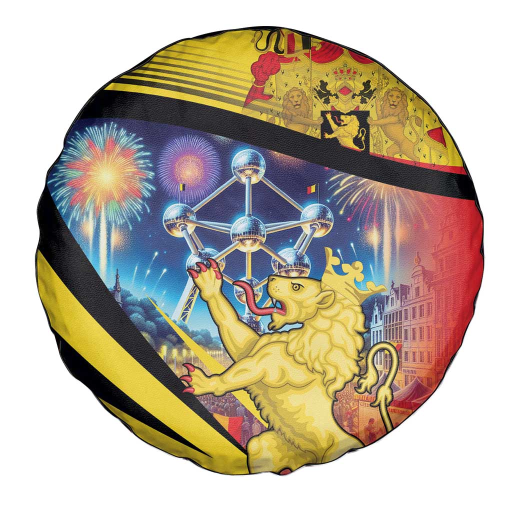 Belgium National Day Spare Tire Cover Atomium Leo Belgicus