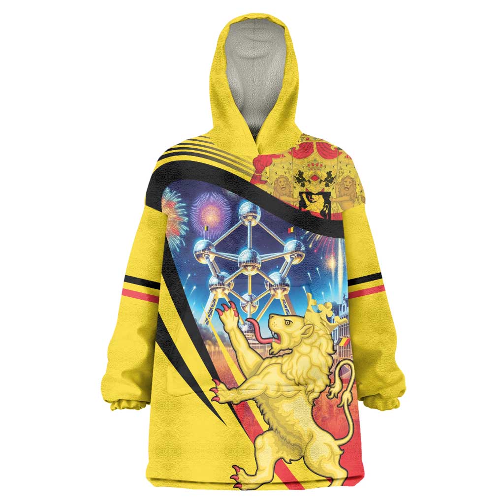 Belgium National Day Wearable Blanket Hoodie Atomium Leo Belgicus