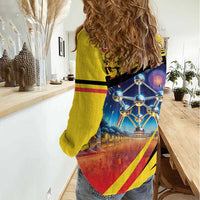 Belgium National Day Women Casual Shirt Atomium Leo Belgicus