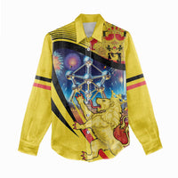 Belgium National Day Women Casual Shirt Atomium Leo Belgicus