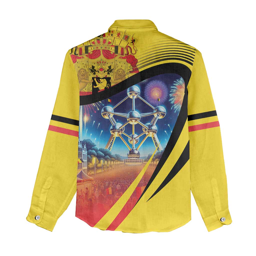 Belgium National Day Women Casual Shirt Atomium Leo Belgicus