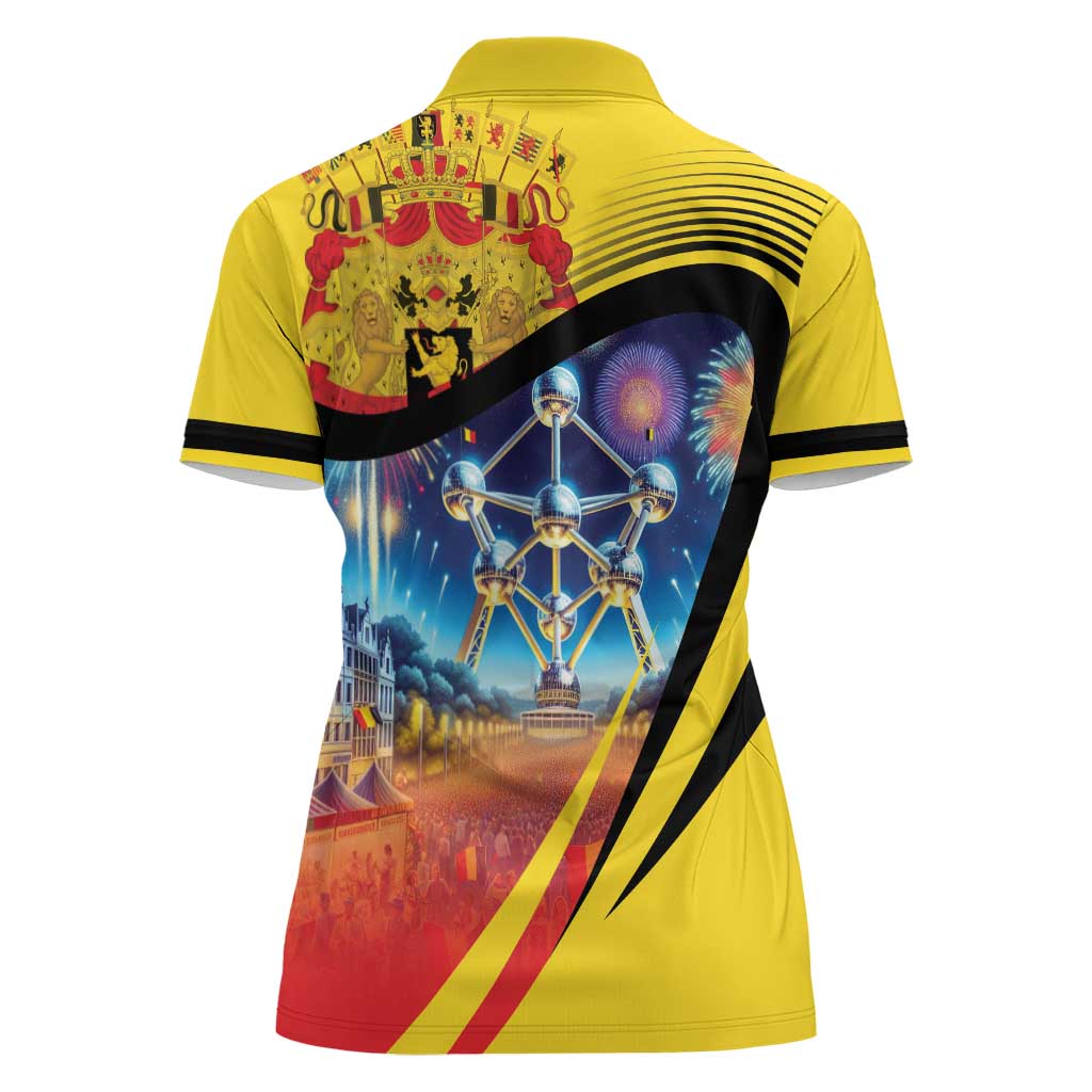 Belgium National Day Women Polo Shirt Atomium Leo Belgicus