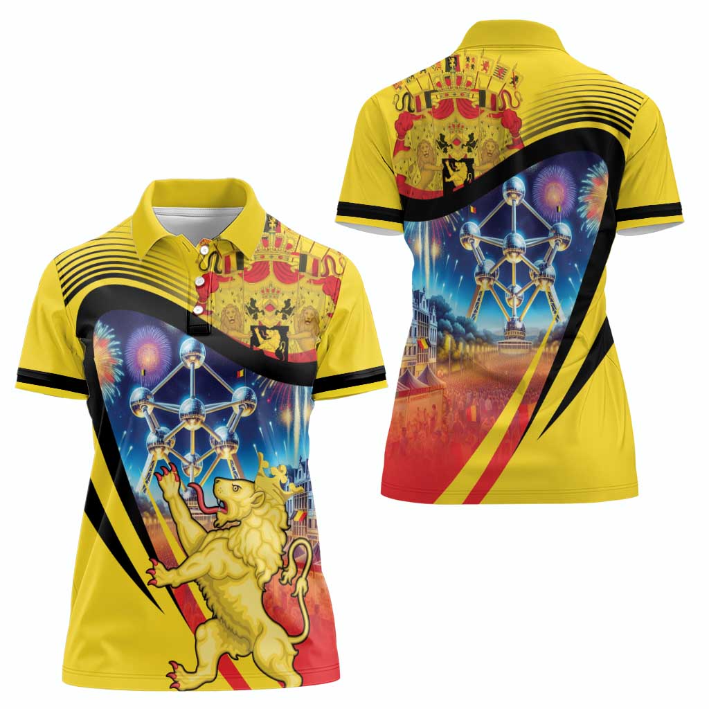 Belgium National Day Women Polo Shirt Atomium Leo Belgicus