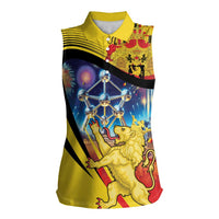 Belgium National Day Women Sleeveless Polo Shirt Atomium Leo Belgicus