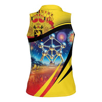 Belgium National Day Women Sleeveless Polo Shirt Atomium Leo Belgicus