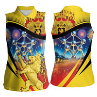 Belgium National Day Women Sleeveless Polo Shirt Atomium Leo Belgicus