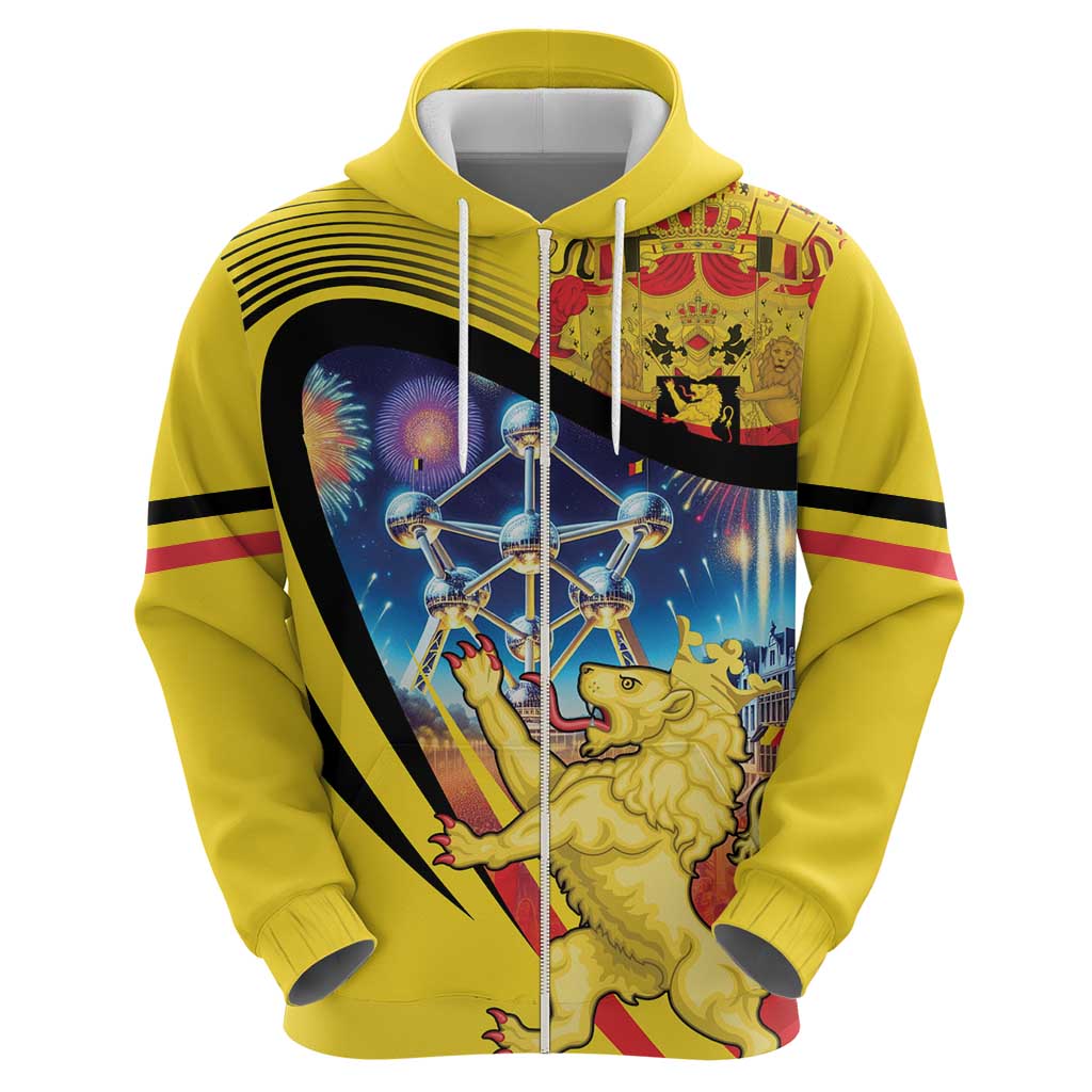 Belgium National Day Zip Hoodie Atomium Leo Belgicus