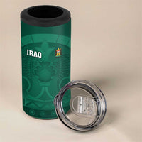 Iraq Football Custom 4 in 1 Can Cooler Tumbler Mesopotamian Lion Pattern