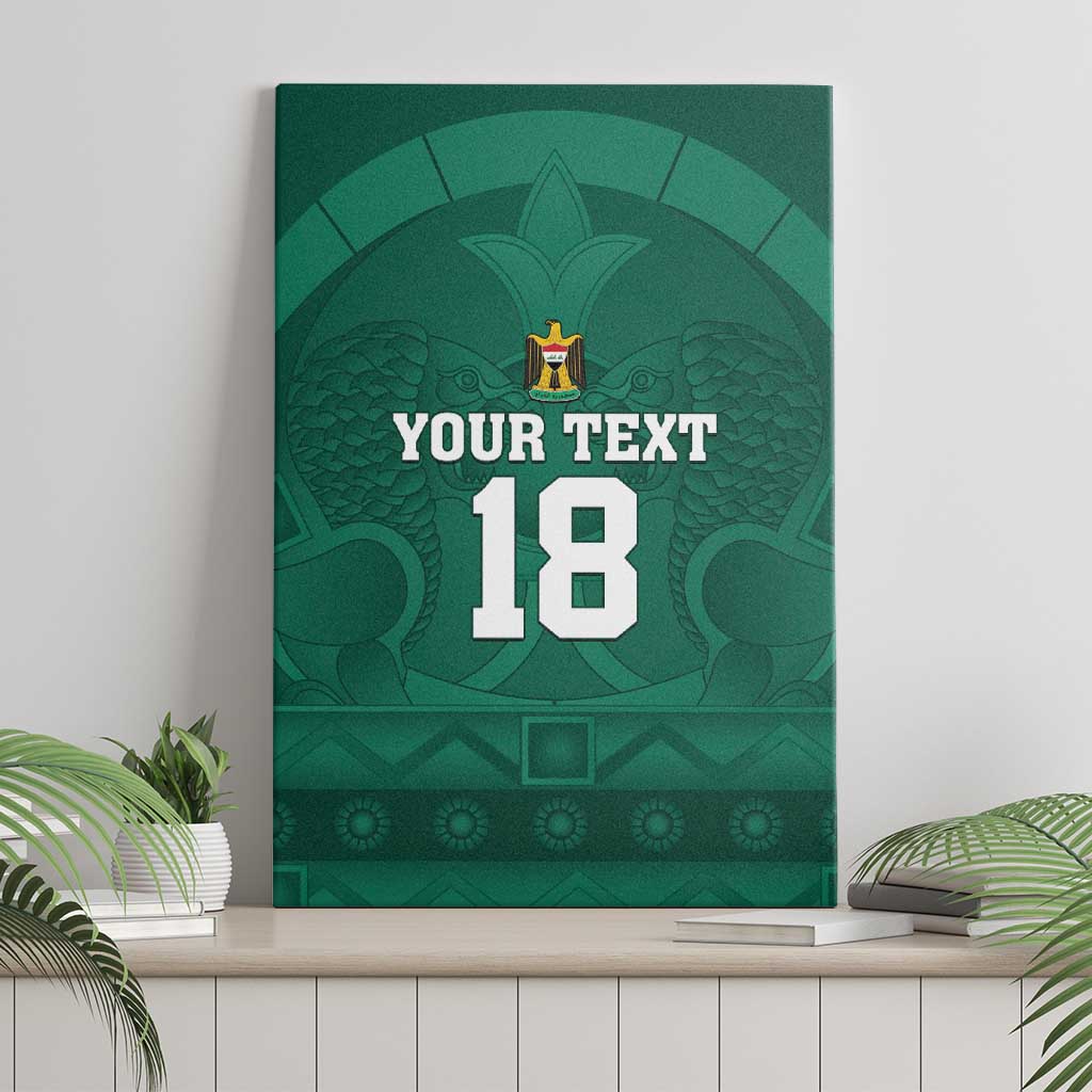 Iraq Football Custom Canvas Wall Art Mesopotamian Lion Pattern