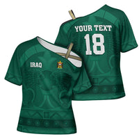 Iraq Football Custom Cross Shoulder Shirt Mesopotamian Lion Pattern
