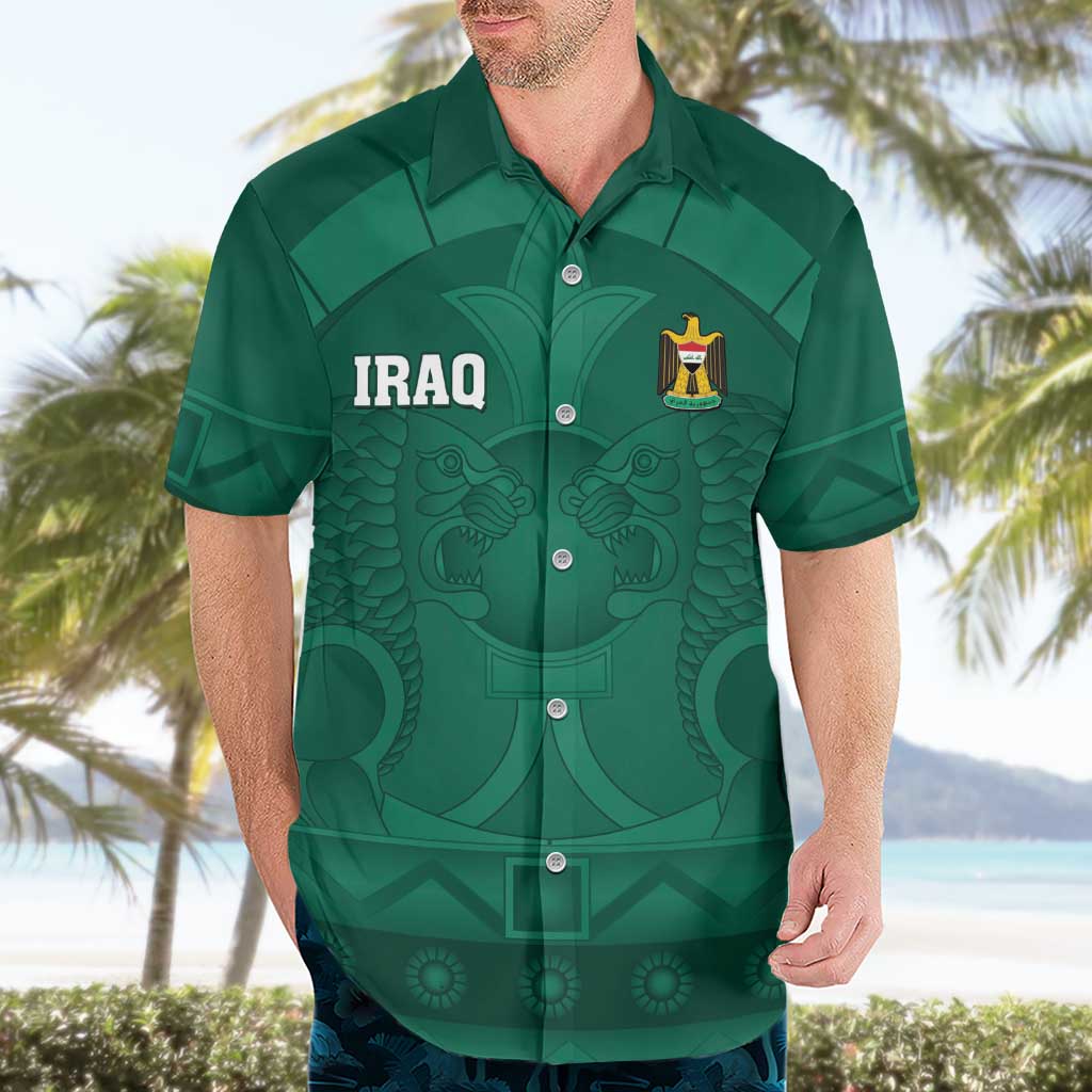 Iraq Football Custom Hawaiian Shirt Mesopotamian Lion Pattern
