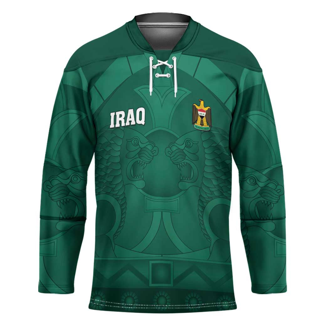 Iraq Football Custom Hockey Jersey Mesopotamian Lion Pattern