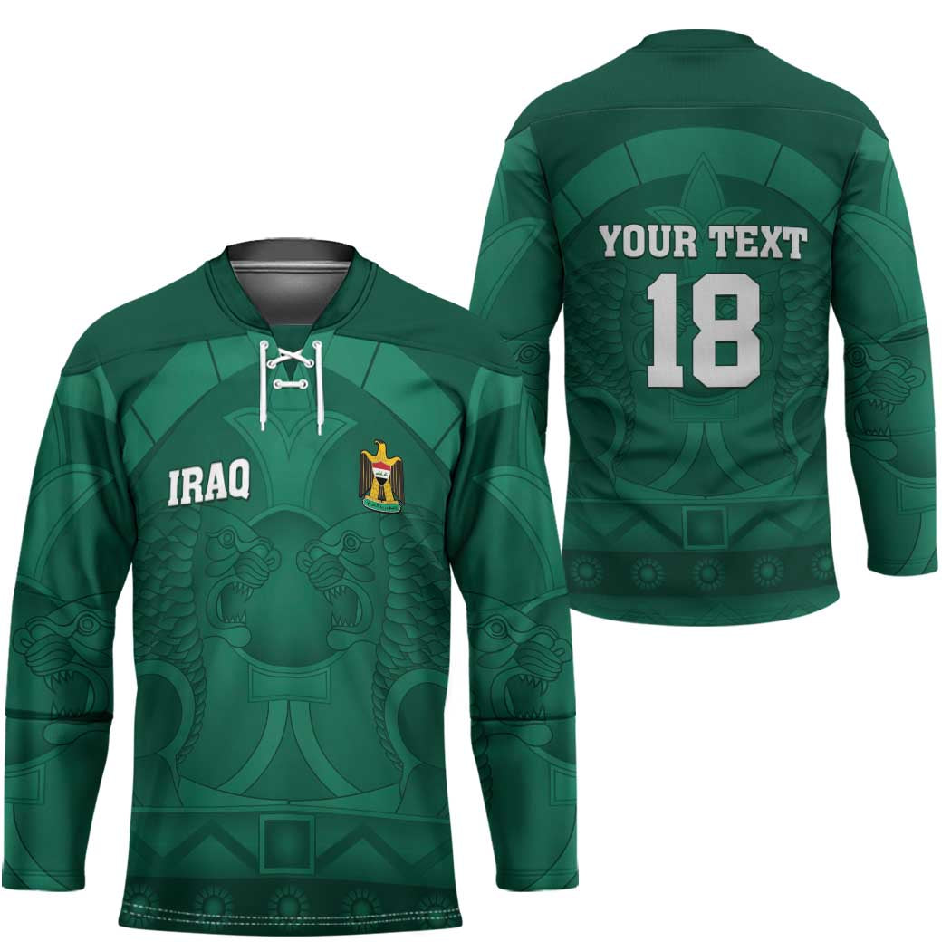 Iraq Football Custom Hockey Jersey Mesopotamian Lion Pattern