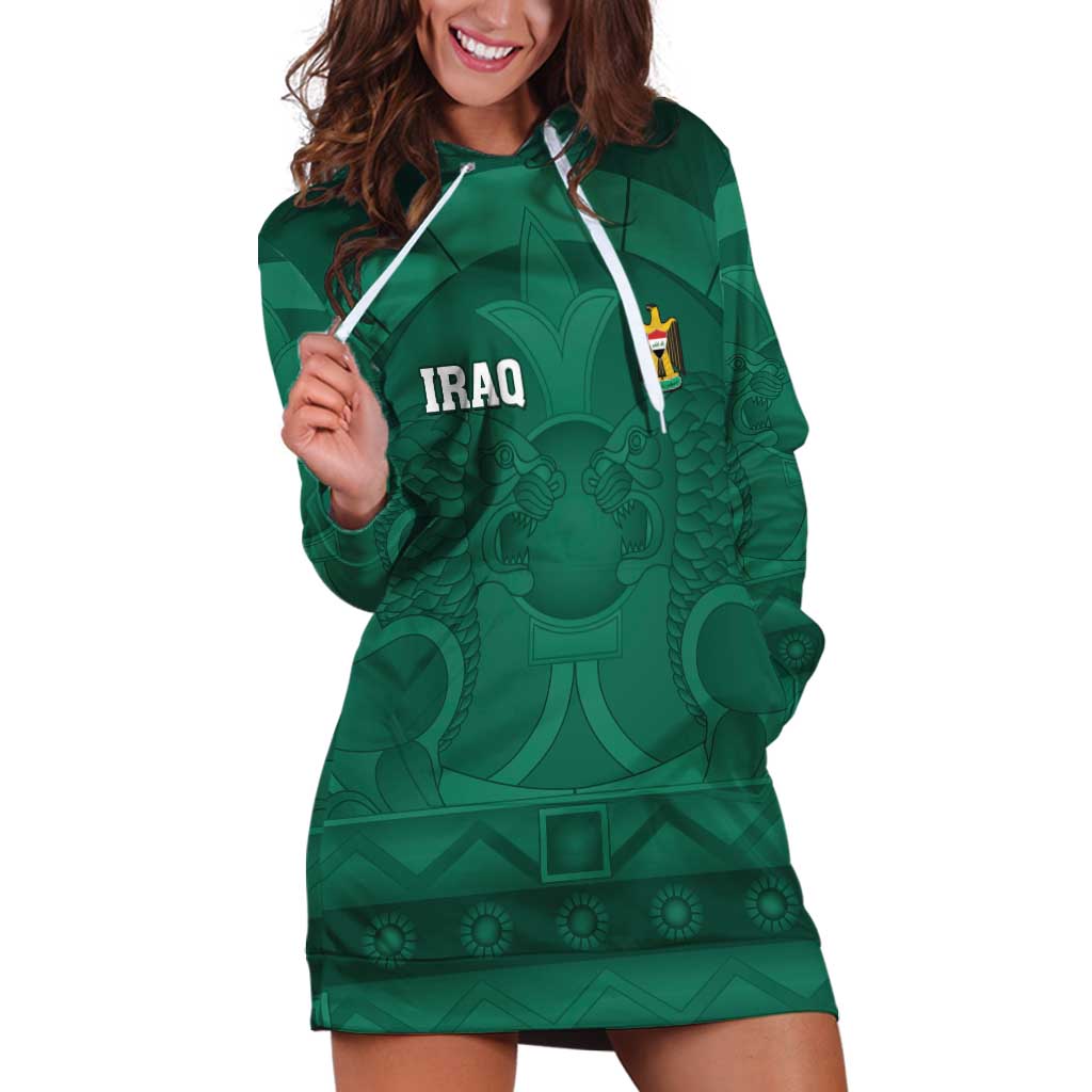 Iraq Football Custom Hoodie Dress Mesopotamian Lion Pattern