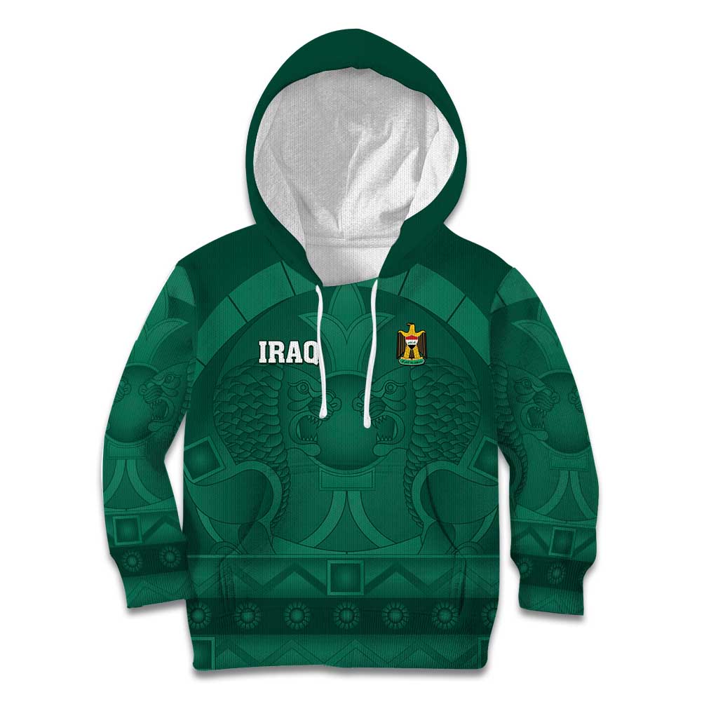Iraq Football Custom Kid Hoodie Mesopotamian Lion Pattern