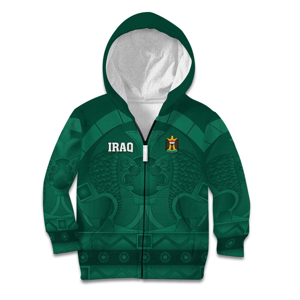 Iraq Football Custom Kid Hoodie Mesopotamian Lion Pattern