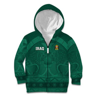Iraq Football Custom Kid Hoodie Mesopotamian Lion Pattern