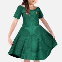 Iraq Football Custom Kid Short Sleeve Dress Mesopotamian Lion Pattern