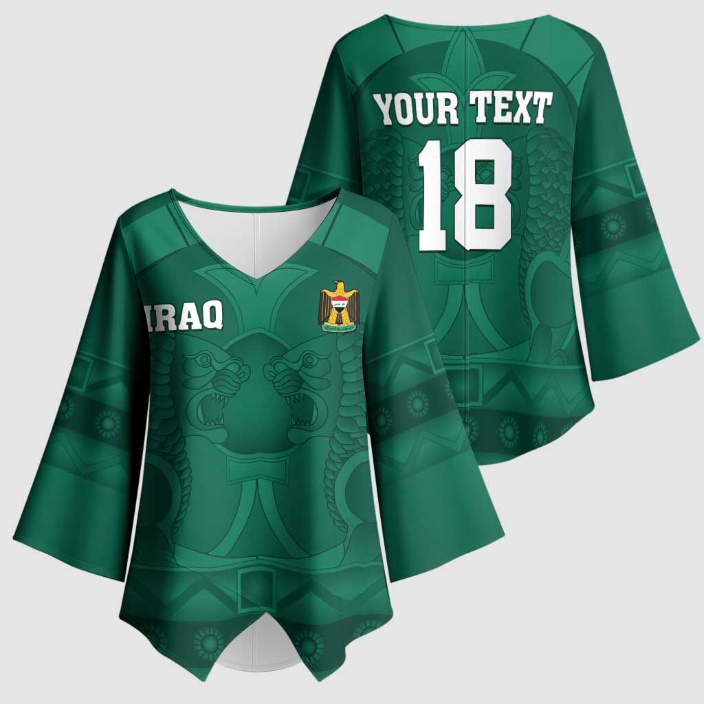 Iraq Football Custom Kimono Sleeve Blouse Mesopotamian Lion Pattern