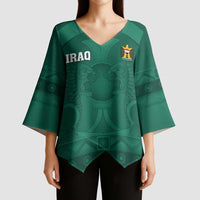 Iraq Football Custom Kimono Sleeve Blouse Mesopotamian Lion Pattern
