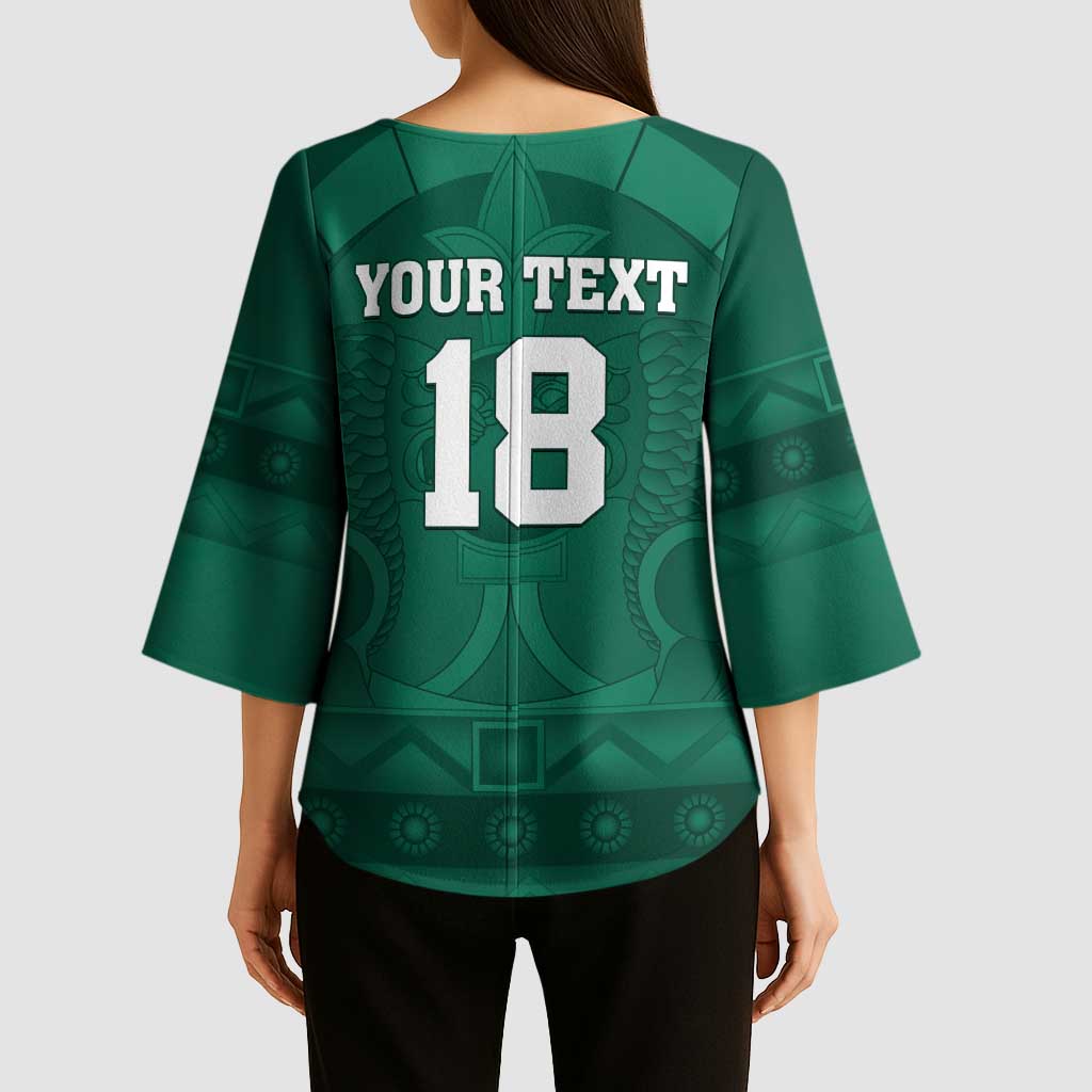 Iraq Football Custom Kimono Sleeve Blouse Mesopotamian Lion Pattern