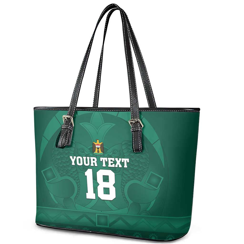 Iraq Football Custom Leather Tote Bag Mesopotamian Lion Pattern