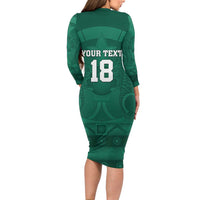 Iraq Football Custom Long Sleeve Bodycon Dress Mesopotamian Lion Pattern