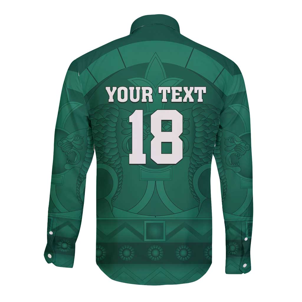 Iraq Football Custom Long Sleeve Button Shirt Mesopotamian Lion Pattern