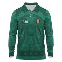 Iraq Football Custom Long Sleeve Polo Shirt Mesopotamian Lion Pattern