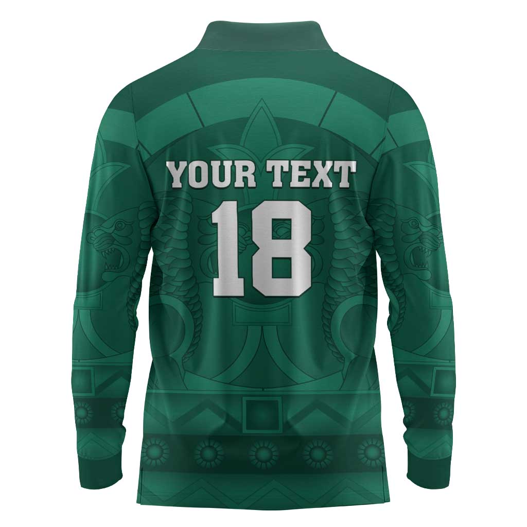 Iraq Football Custom Long Sleeve Polo Shirt Mesopotamian Lion Pattern